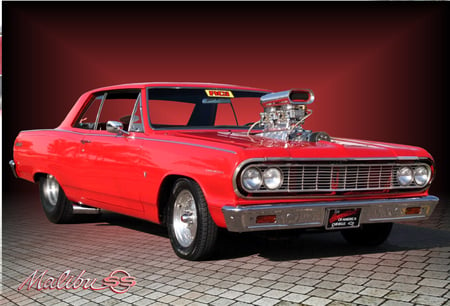 Chevelle 1964 Malibu - malibu, supersport, red, blown, chevelle, pro-street