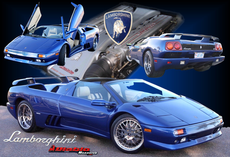 Blue Diablo Collage - lamborghini, collage, sports car, blue, diablo