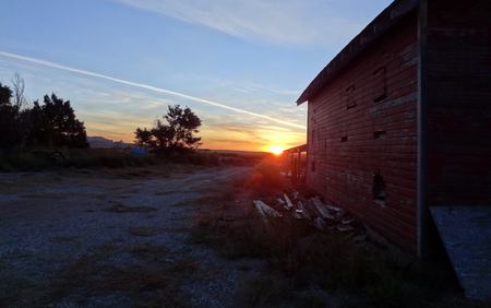 Nebraska Morning - sun, dawn, field, sunset, nebraska, sunrise, barn