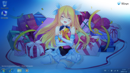 Microsoft - headband, long hair, blush, blonde hair, dress