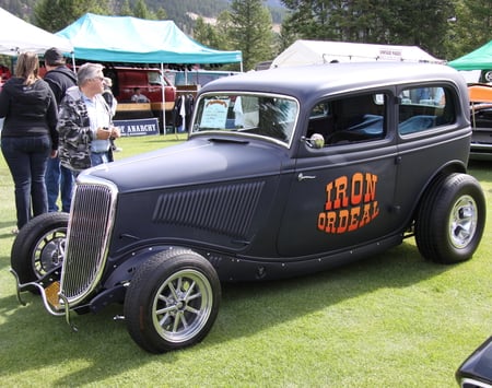 Ford 1924 at the car show in BC - Canada  - silver, grills, black, chrome, tent, tires, blue, ford, photography, orange, grey, green