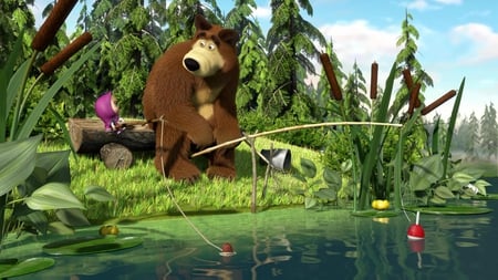 Bear fishing - bear, river, fish, funny