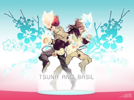 Tsuna and Basil - katekyo hitman reborn, anime, vongola, tsuna and basil