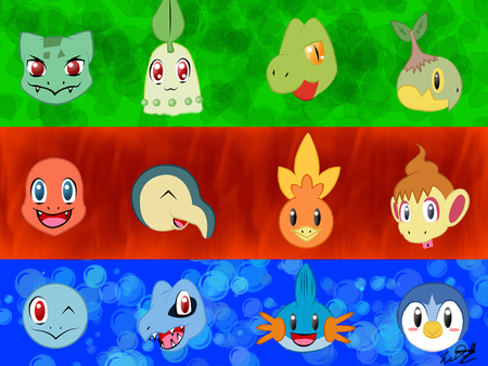 4 Pokemon Generation's - water, fire, grass, cool