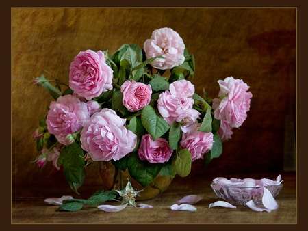 Pink bouquet - flower, pink, bouquet, still life, painting, nature, art