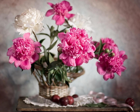 Pink still life - flower, bouquet, still life, painting, nature, art