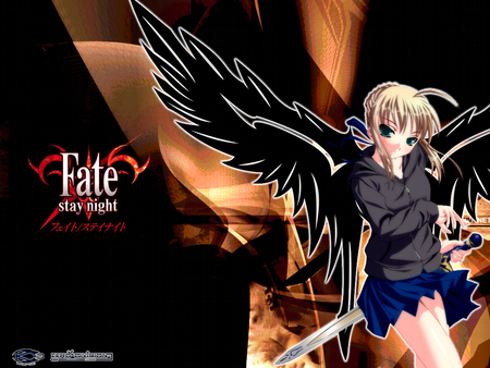 saber_w/ wings - sexy, fate stay night, anime, saber