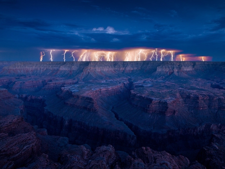 Grand Canyon lightning - grand, canyon, great nature, wallpaper, lightning