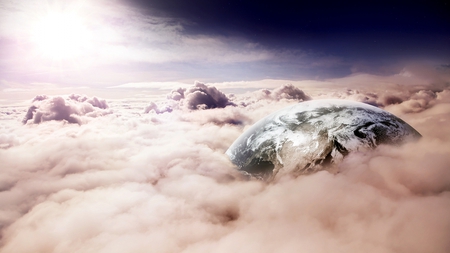 Planet in the clouds - planets, fantasy, space, clouds