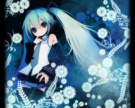 vocaloid - girl, vocaloid, blue, anime, cute