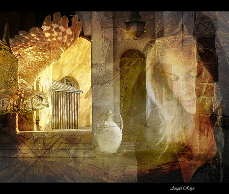 In My Dreams - collage, girl, castle, owl, dream