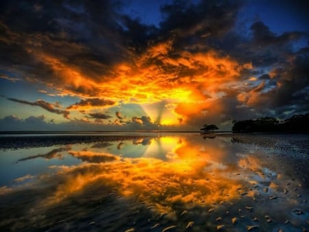 Sunset Reflection - picture, sunset, reflection, beautiful