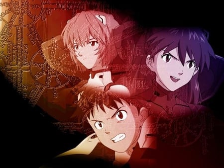 The 3 childrens - anime, rei, shinji, asuka, enangelion