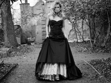 black gown - white, woman, pretty, female, photography, gothic, black, model