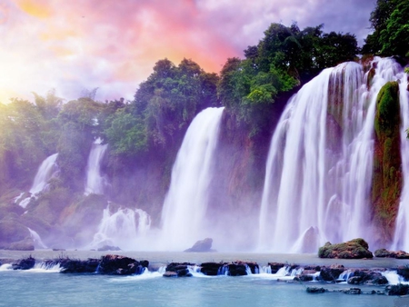 Paradise-falls - nature, sky, falls, clouds, beautiful