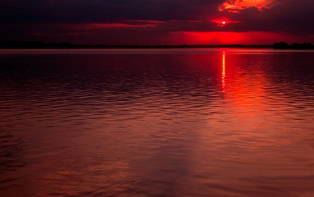 Red sky - sunset, nature, red, sky