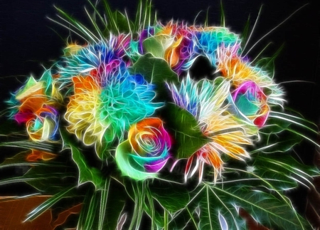 Digital flowers - flowers, digital, nature, art