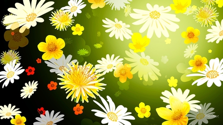 Floating Flowers - yellow, gerberas, green, summer, flowers, daisies, firefox persona, spring