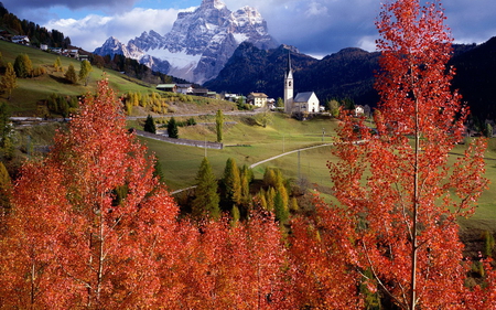 Autumn in the mountains - mountains, view, autumn, trees