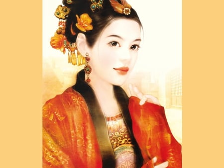 Red Kimono - women, pretty, fantasy, red