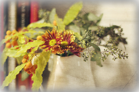 Fall texture - flowers, vase, fall, texture, still life