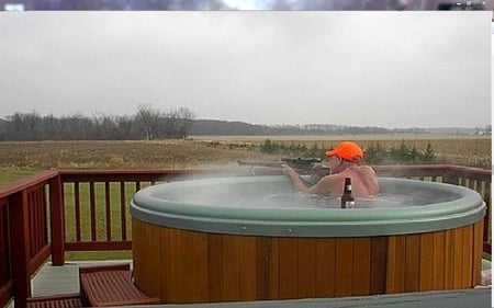 Hunting in Style - hunting, joke, hottub, funny