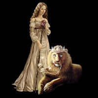 Fantasy woman and lion