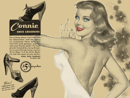 Perfect Ad! - perfect ad, kelliana, old ads, blue eyes, red lips, black and white, shoes