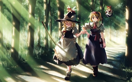 Alice and Marisa - alice, beautiful day, touhou, marisa, friends