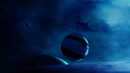 Blue Planets - space, cosmic, blue, dark