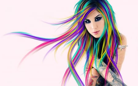 rainbow color - rainbow, girl, pretty, hair, 2011, 09, 29, hairstyle