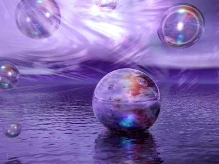 PURPLE FANTASY BALLS - abstract, fantasy, purple, balls