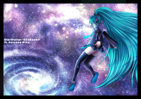 miku hatsune - ice, blue hair, dress, jump, long hair