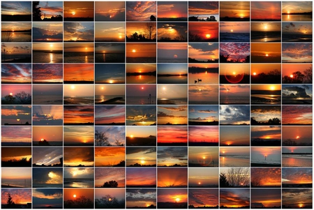 Hundred Sunsets for You - images, beautiful, hundred, collage, sunsets