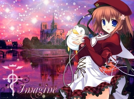 Imagine - anime, stars, cute, girl