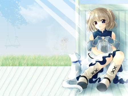 Angelic Serenade Mornings Dream - anime, cute, girl, cat