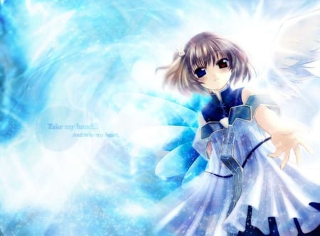 Angelic Serenade Take My Hand - anime, wings, cute, girl