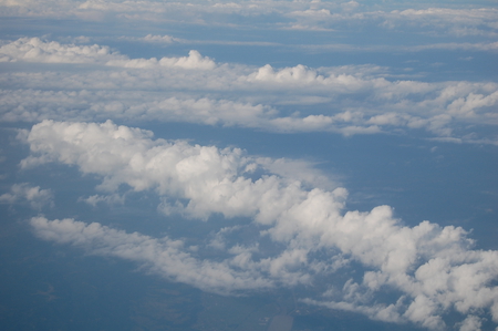 clouds - plane, clouds, blue, sky