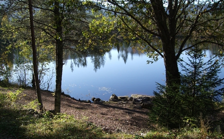 First days of Autumn - nature, lake, autumn, trees