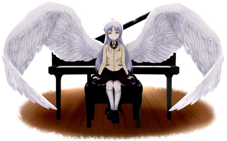 music angel - winged, young, piano, angel, music, cute