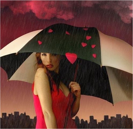 Love rain - love, girl, people, umbrella, rain