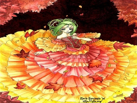 Autumn Waltz - anime, autumn, abstract, fantasy