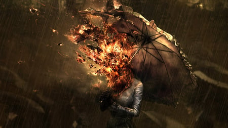 rain woman fire - woman, pg, fire, rain