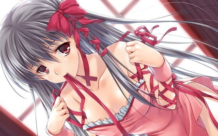 Anime Girl - anime, cute, girl, red