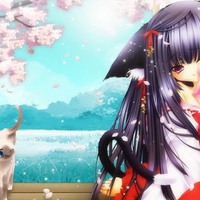 Cute Girl With Cat