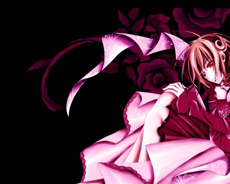 Vampire girl - pink, anime, darkness, blood, vampire, shadow