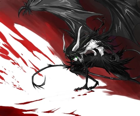 Ulquiorra Schiffer - male, claws, bleach, anime, wings, blood, ulquiorra schiffer