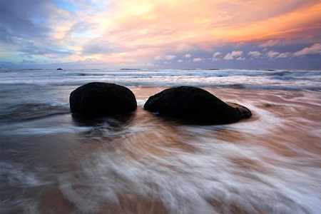 Rocks on Beach - on beach, picture, cool, rocks