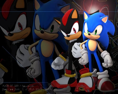 Sonic & Shadow - shadow, cool, sonic, hedgehog