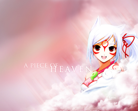 A Piece of Heaven - women, pretty, smile, anime, okami